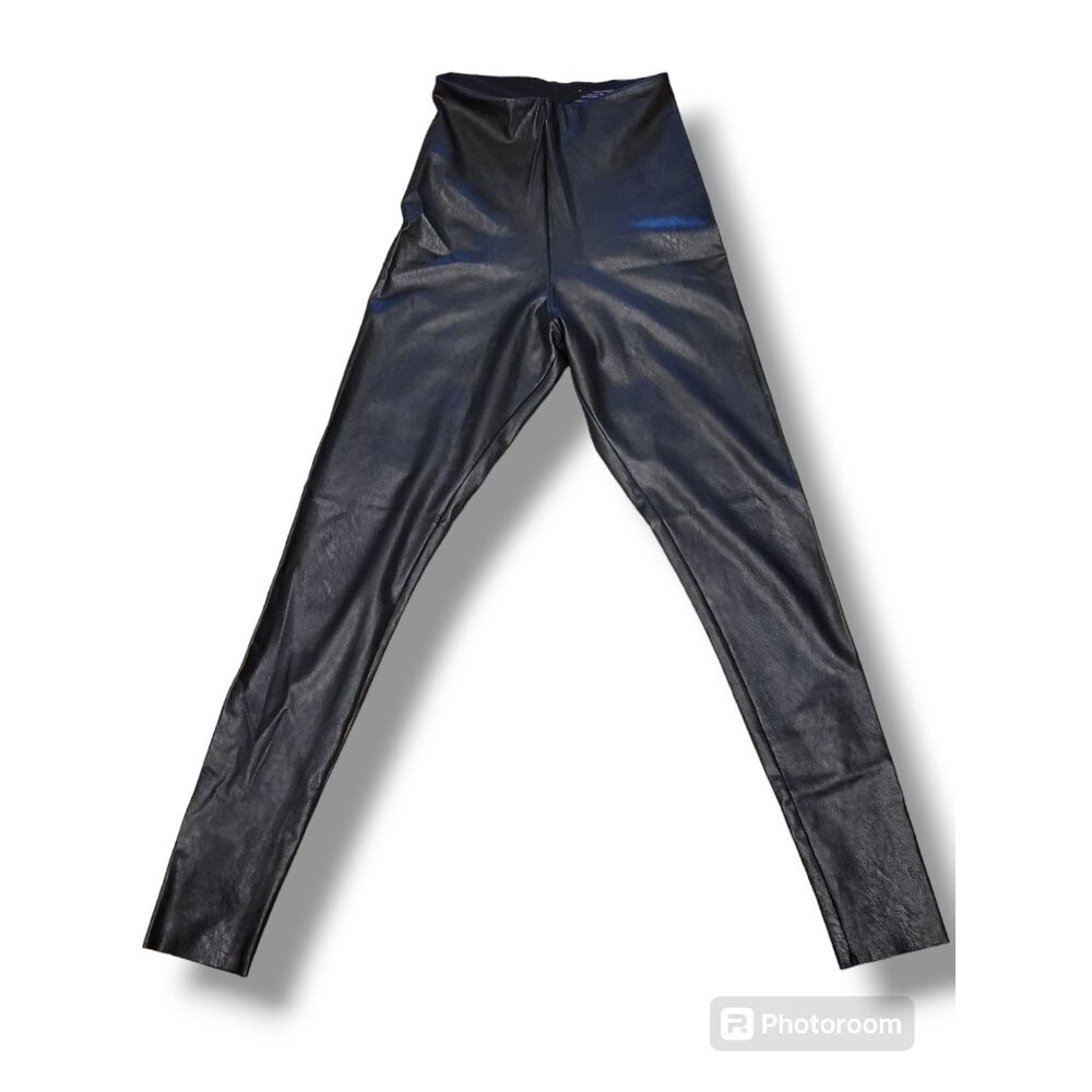 Commando Faux Leather Black Stretch Leggings - S